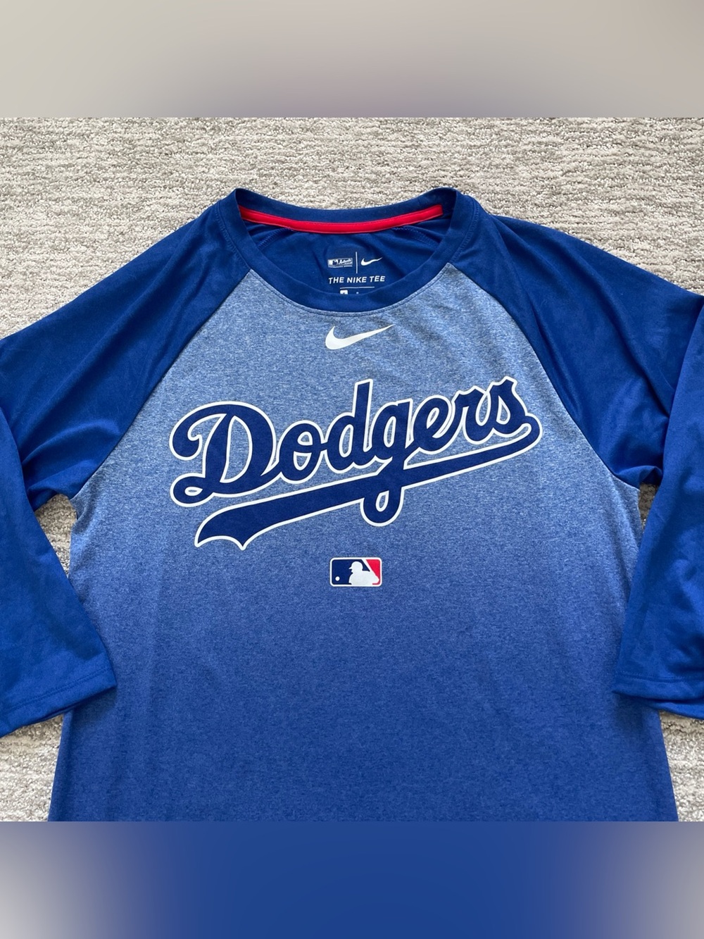 Nike Los Angeles Dodgers Shirt Mens Small Blue Authentic Dri-Fit 3/4 Sleeve MLB